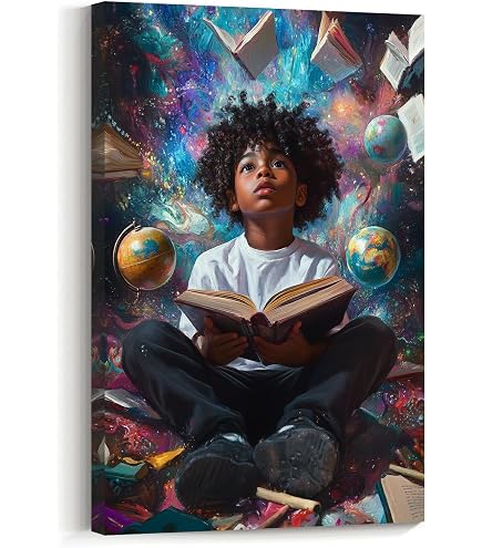 Amazon.com: Black Boy Reading Wall Art African American Artwork